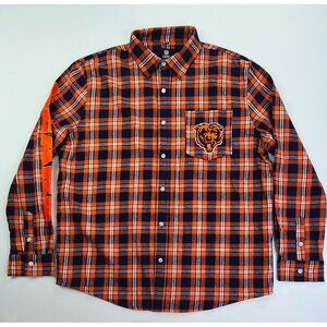 NFL Team Apparel XL Mens Chicago Bears Orange Black White Plaid Flannel Shirt
